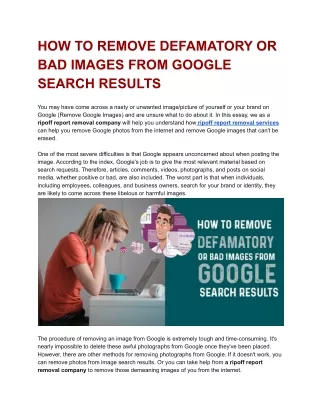 HOW TO REMOVE DEFAMATORY OR BAD IMAGES FROM GOOGLE SEARCH RESULTS.docx
