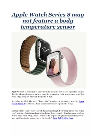 apple watch series 8 may not feature a body