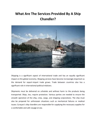 What Are The Services Provided By A Ship Chandler?