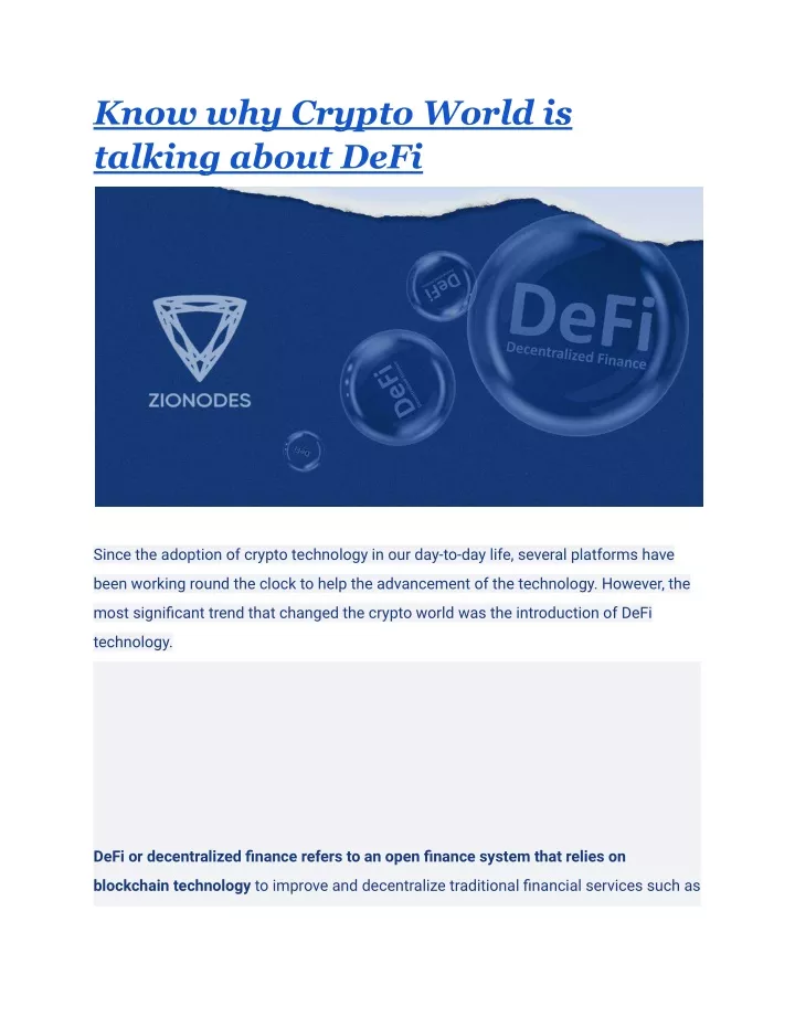 know why crypto world is talking about defi