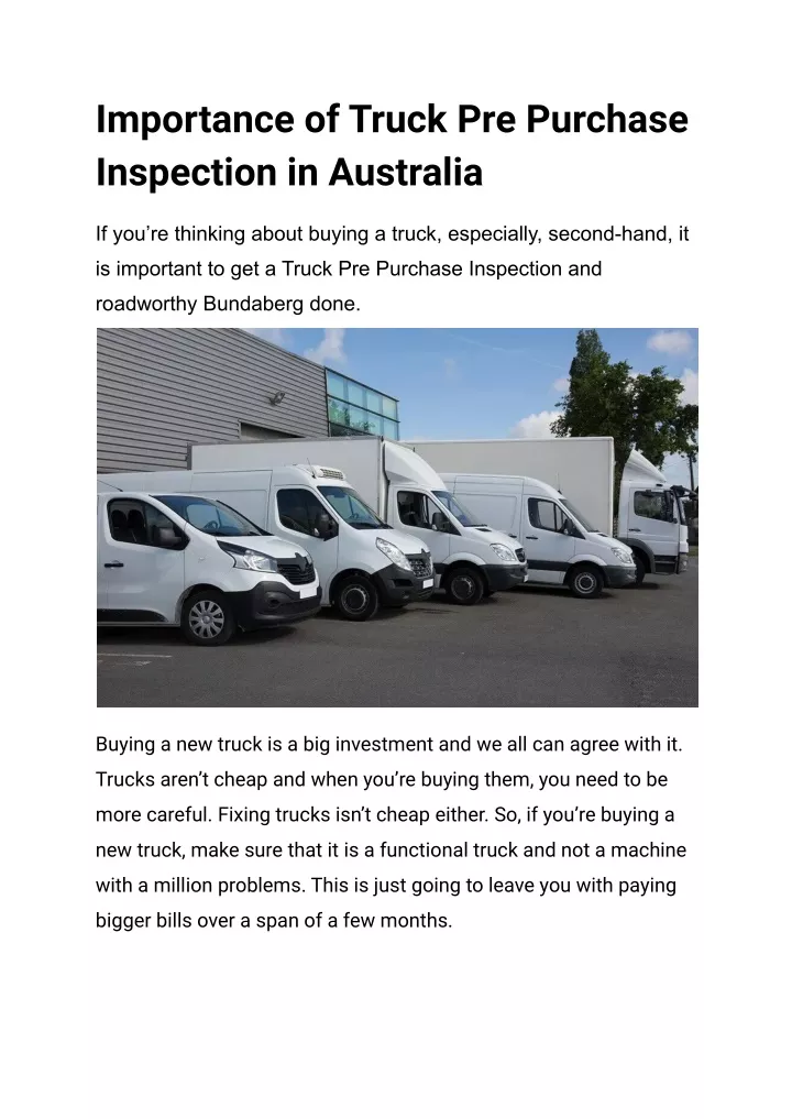 importance of truck pre purchase inspection