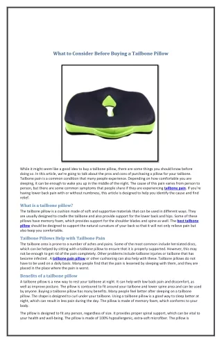 what to consider before buying a tailbone pillow