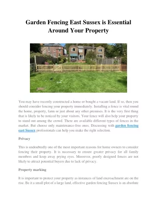 Garden Fencing East Sussex is Essential Around Your Property