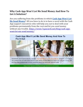 Why Cash App Won't Let Me Send Money And How To Get A Solution?