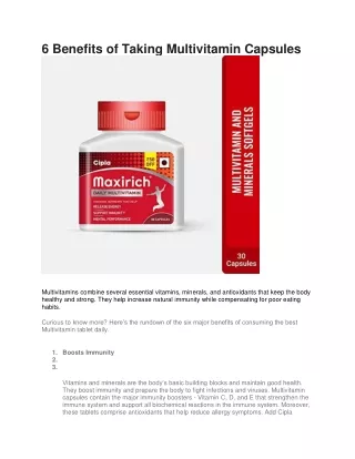 6 benefits of taking multivitamin capsules