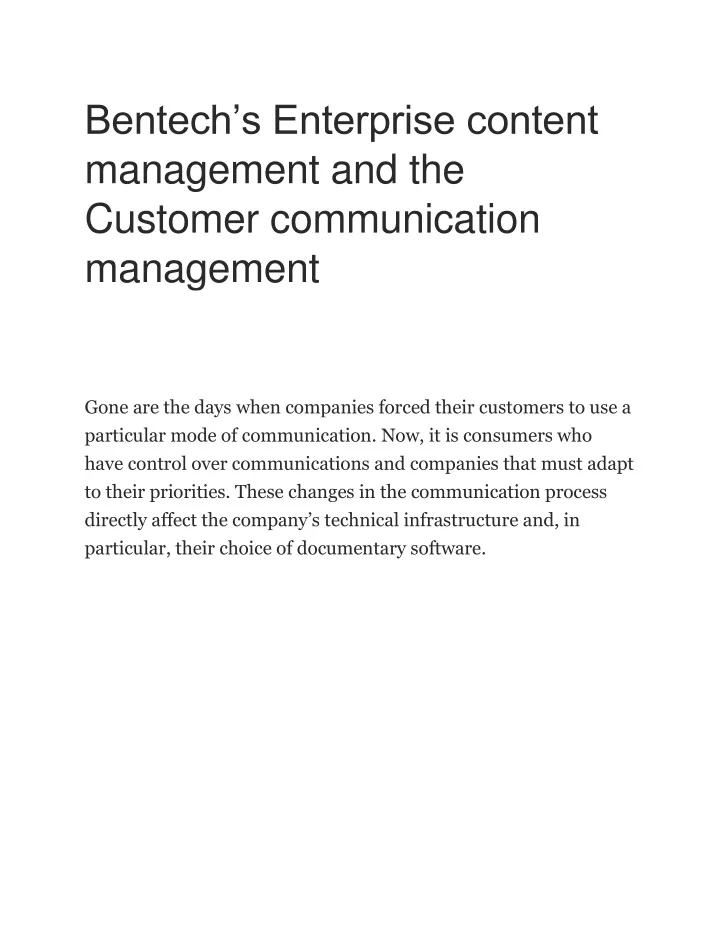 bentech s enterprise content management