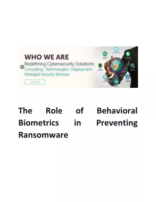 The Role of Behavioral Biometrics in Preventing Ransomware