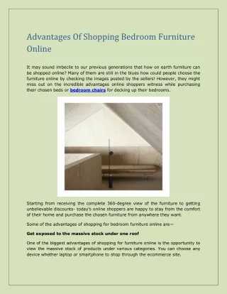 Advantages Of Shopping Bedroom Furniture Online