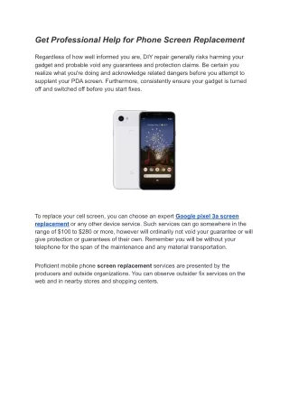 Get Professional Help for Phone Screen Replacement
