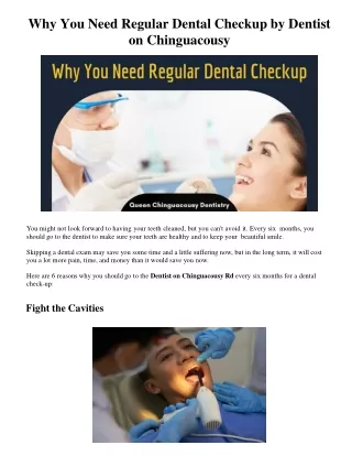 Why You Need Regular Dental Checkup by Dentist on Chinguacousy