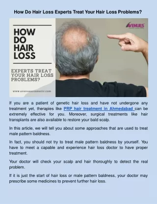 How Do Hair Loss Experts Treat Your Hair Loss Problems?