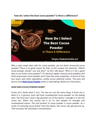 how do i select the best cocoa powder is there a difference