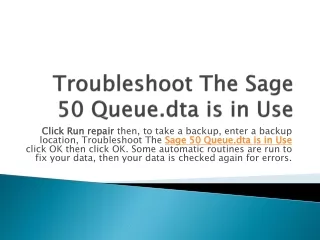 troubleshoot the sage 50 queue dta is in use