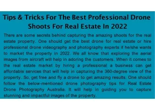 Tips & Tricks For The Best Professional Drone Shoots For Real Estate In 2022