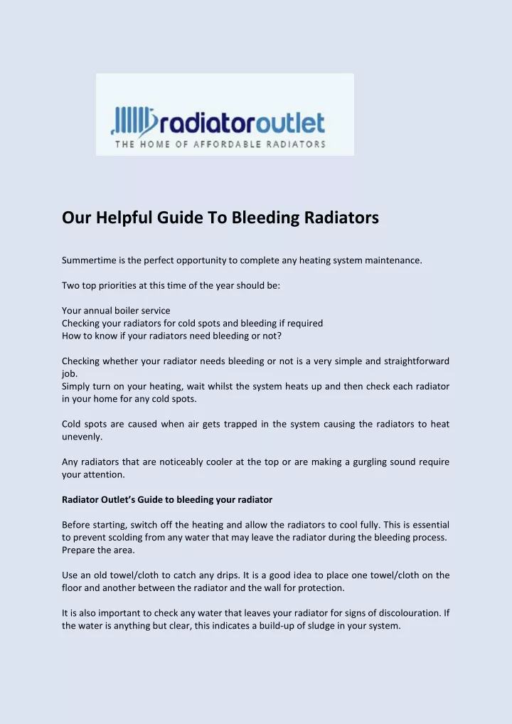 our helpful guide to bleeding radiators