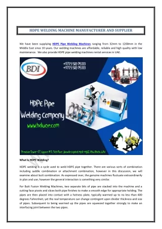 HDPE WELDING MACHINE MANUFACTURER AND SUPPLIER