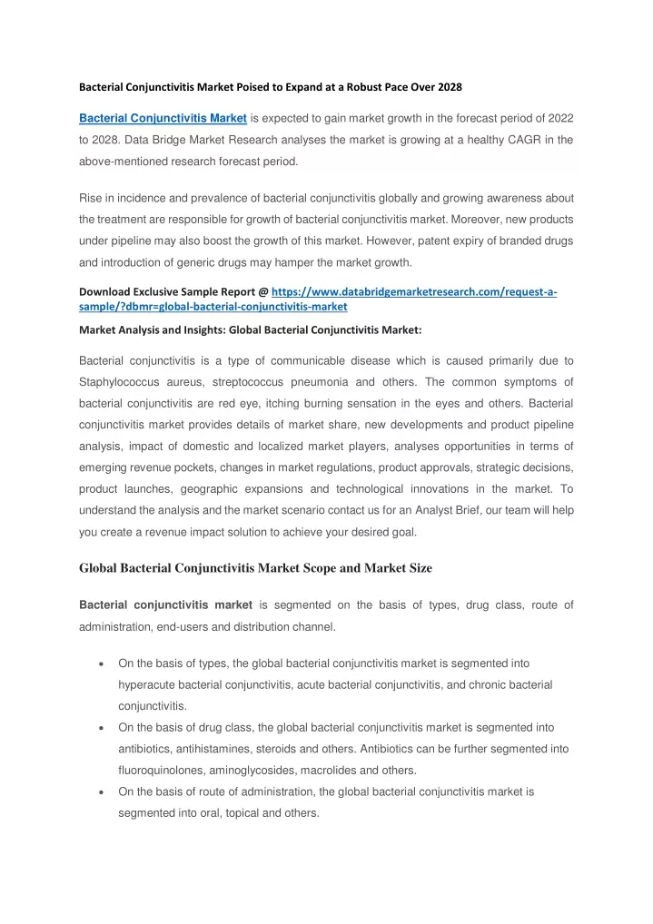 bacterial conjunctivitis market poised to expand