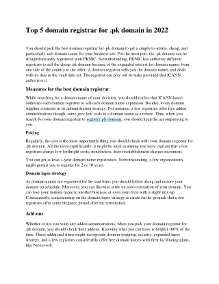 top 5 domain registrar for pk domain in 2022