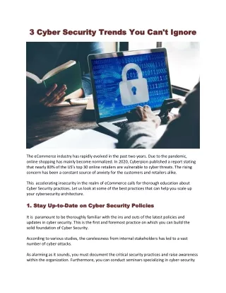 3 Cyber Security Trends You Can't Ignore