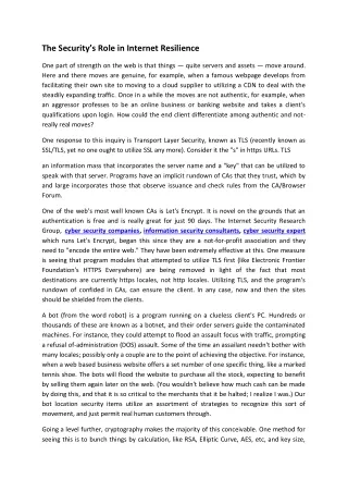 the security s role in internet resilience