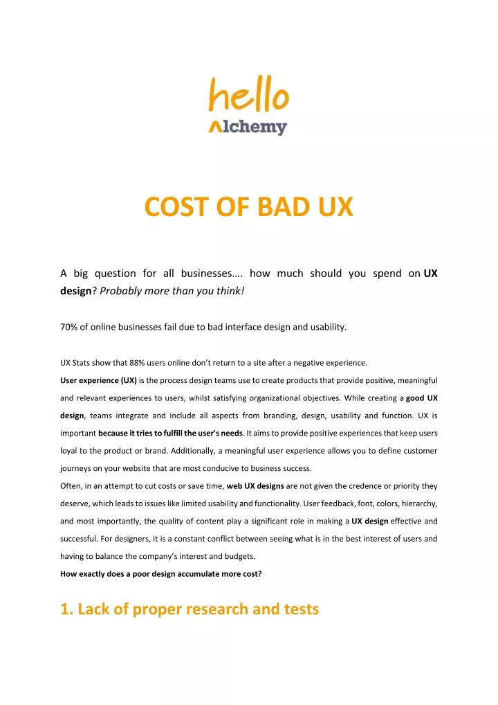 cost of bad ux