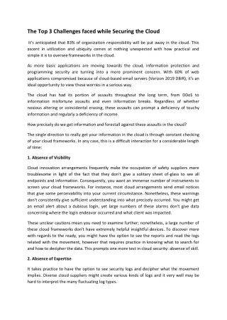 the top 3 challenges faced while securing