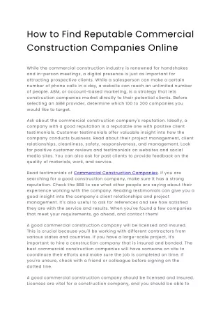 How to Find Reputable Commercial Construction Companies Online