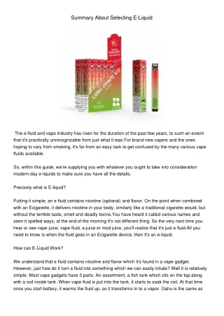 summary about selecting e liquid