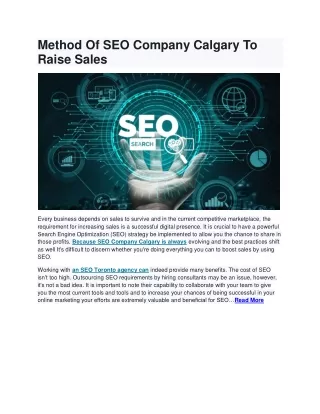 method of seo company calgary to raise sales