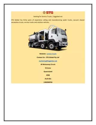 Seeking for Service Trucks | Stgglobal.net