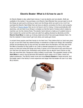 Electric Beater- What is it & how to use it