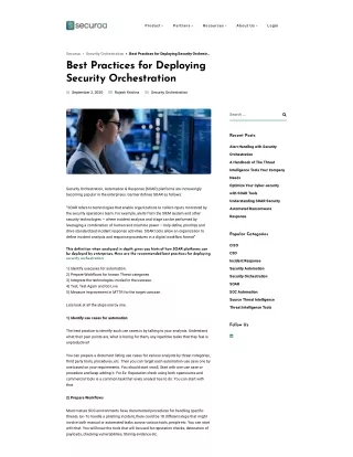 Best Practices for Deploying Security Orchestration