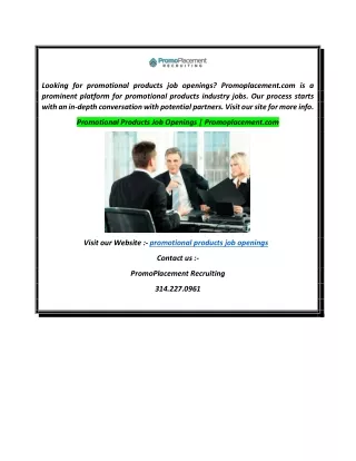 Promotional Products Job Openings  Promoplacement.com