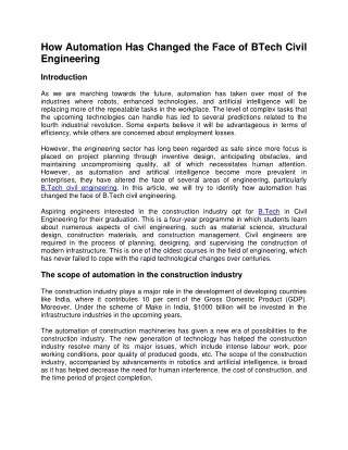 How Automation has changed the face of BTech Civil Engineering-converted