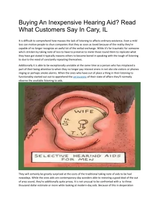 Buying An Inexpensive Hearing Aid Read What Customers Say In Cary, IL