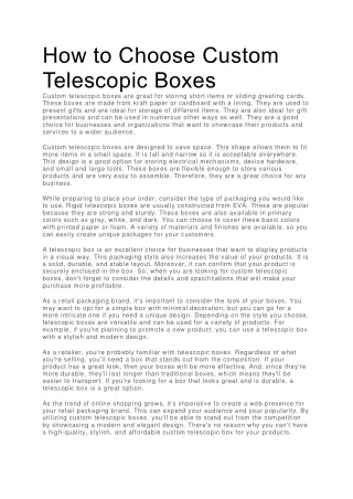 How to Choose Custom Telescopic Boxes