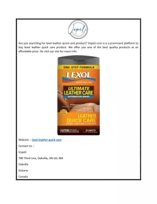 Lexol Leather Quick Care  Vopeli.com
