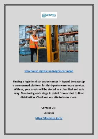 Warehouse Logistics Management Japan | Loreatec.jp
