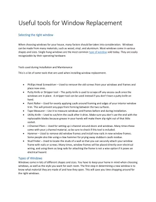 useful tools for window replacement