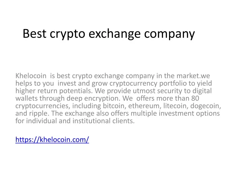 best crypto exchange company