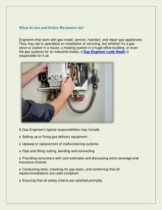 what do gas and boiler mechanics do