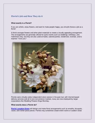florist s job and how they do it
