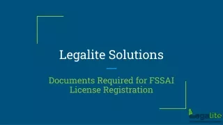Documents Required for FSSAI License Registration