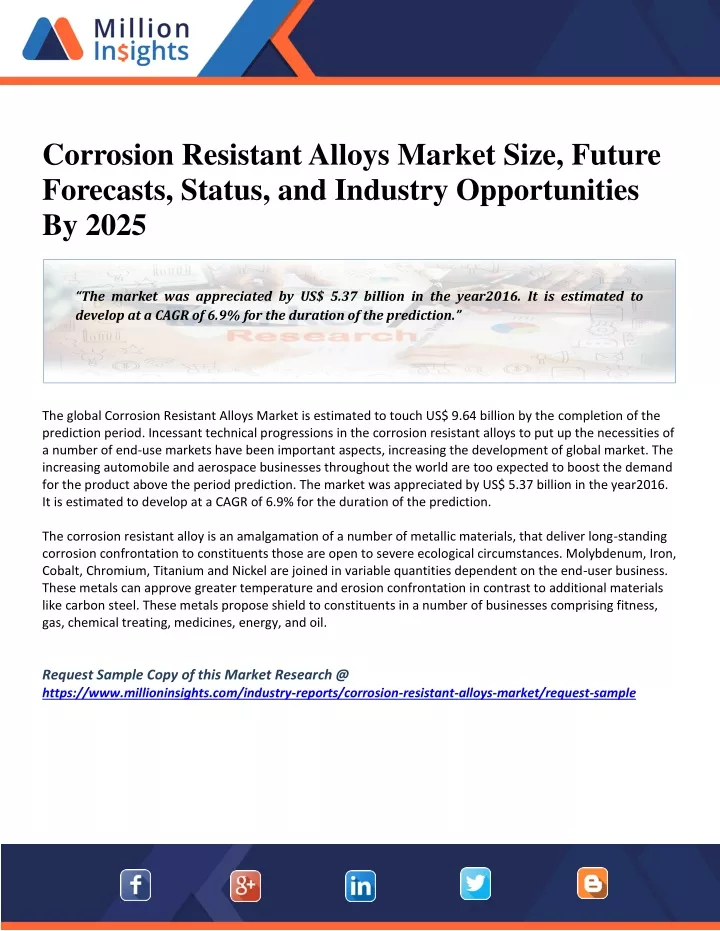 corrosion resistant alloys market size future