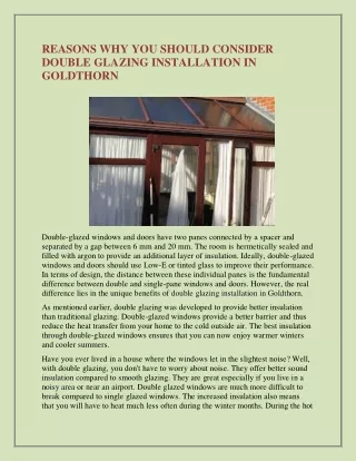 reasons why you should consider double glazing