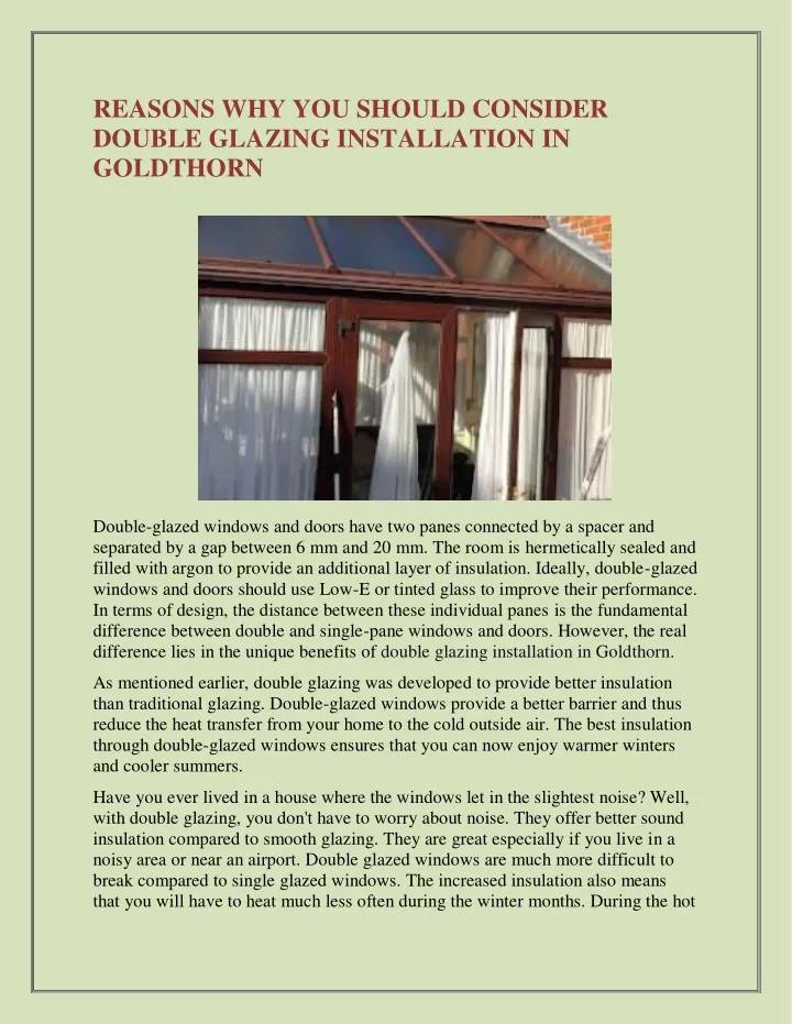 reasons why you should consider double glazing