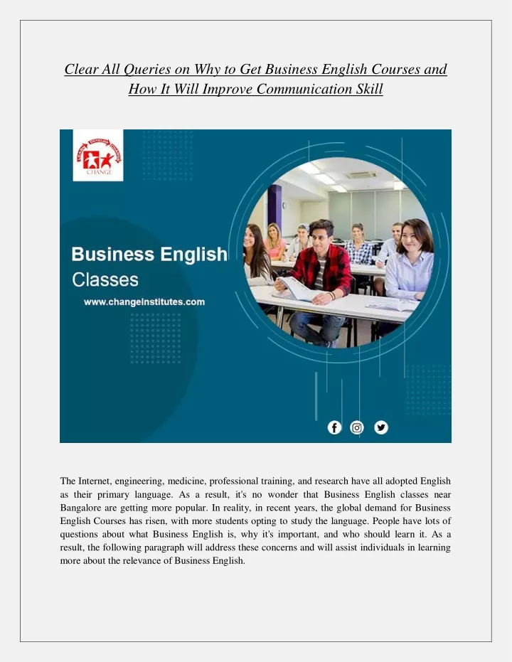 clear all queries on why to get business english