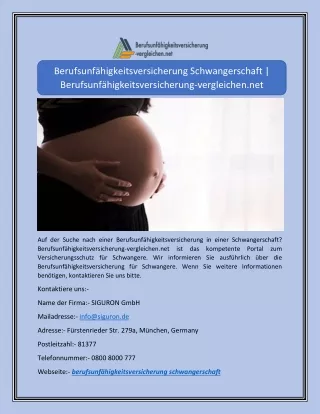 Berufsunfähigkeitsversicherung Schwangerschaft | Berufsunfähigkeitsversicherung-