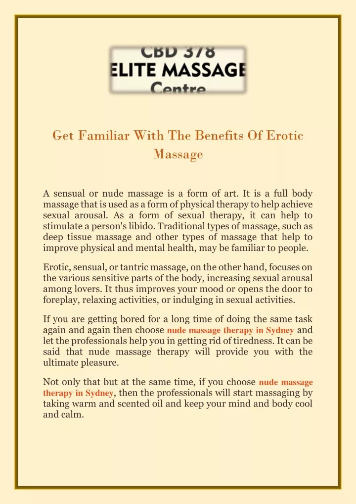 get familiar with the benefits of erotic massage