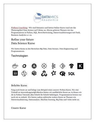 python coaching wir sind datamics und bieten
